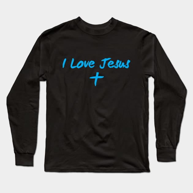 I Love Jesus (blue) Long Sleeve T-Shirt by VinceField